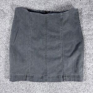 Free People Denim Mini Skirt Gray Size 10 Cotton Blend Casual Everyday‎